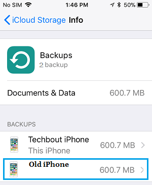 iCloud 上的旧 iPhone 备份