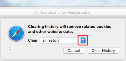 在 Mac 上的 Safari 浏览器中选择浏览历史记录以清除选项