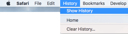 在 Mac 上的 Safari 浏览器中显示历史记录选项