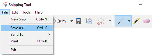 Windows 截图工具中的保存文件选项