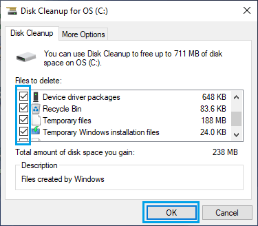 使用 Windows 磁盘清理实用程序清理临时文件