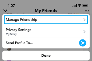 在 Snapchat 中管理友谊选项