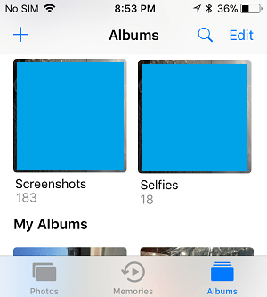 在 iPhone 照片应用程序上打开屏幕截图文件夹
