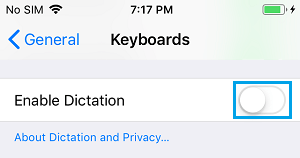 禁用 iPhone 键盘上的听写选项
