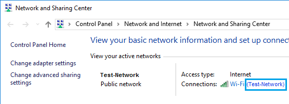 Windows 10 中的网络和共享中心屏幕