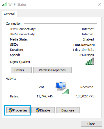 Windows 10 中的 WiFi 网络状态屏幕