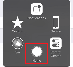 iPhone AssistiveTouch 菜单中的虚拟主页按钮