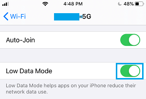 在 iPhone 上为 WiFi 启用低数据模式