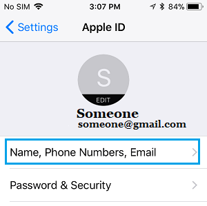 iPhone 上的姓名、电话号码、电子邮件设置选项
