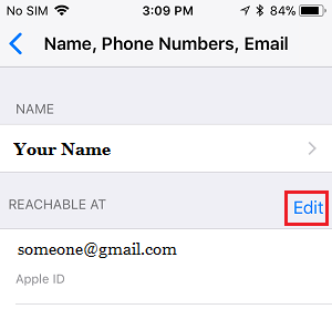 在 iPhone 上编辑 Apple ID 电子邮件选项