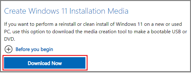 下载 Windows 11 媒体创建工具