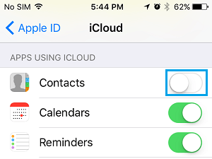 禁用 iCloud 访问 iPhone 上的联系人