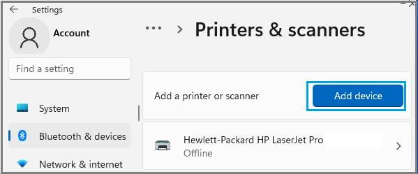 在 Windows 11 中添加打印机或扫描仪选项
