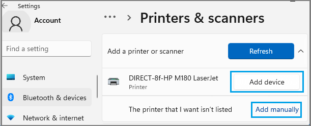 将无线打印机添加到 Windows 11 计算机