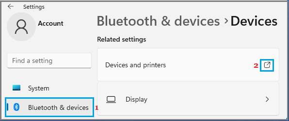 在 Windows 11 中打开设备和打印机