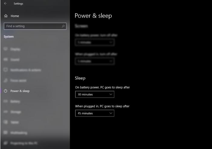 Windows10如何更改屏幕和睡眠模式设置