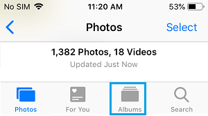 iPhone 照片应用程序上的相册标签