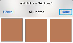 选择要添加到 iCloud 共享相册的照片