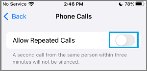 在 iPhone 上禁用允许重复呼叫选项