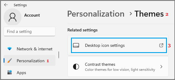 Windows 中的桌面图标设置选项