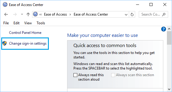 在 Windows 10 的控制面板上更改登录设置选项
