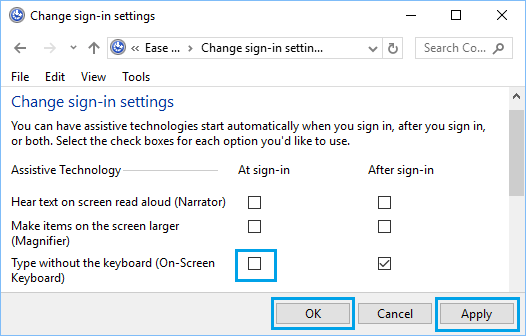 Windows 10 中的更改登录设置屏幕
