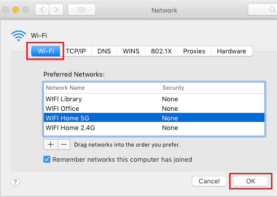 在 Mac 上选择首选 WiFi 网络