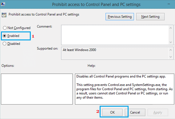 禁止访问 Windows 10 中的控制面板和 PC 设置