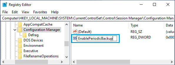 创建 EnablePeriodicBackup DWORD