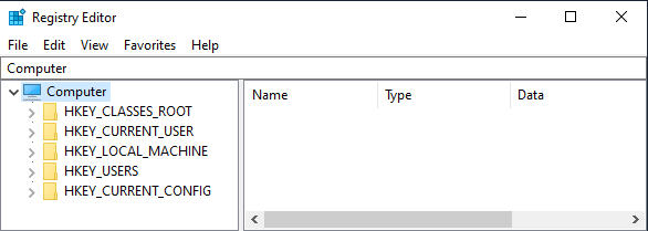 Windows 注册表编辑器屏幕
