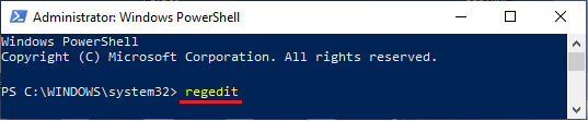 使用 PowerShell 打开注册表编辑器