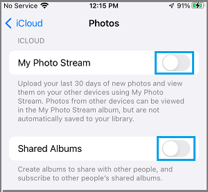 关闭 iPhone 上的照片流和共享相册