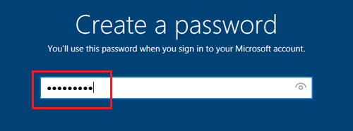 在 Windows 10 安装过程中创建用户帐户密码屏幕