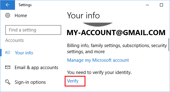 Windows 10 中的验证用户帐户选项