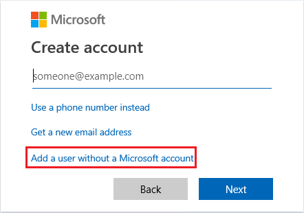 在没有 Microsoft 帐户的情况下将用户添加到 Windows PC