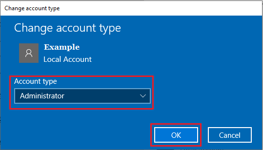 在 Windows PC 上将帐户类型更改为管理员