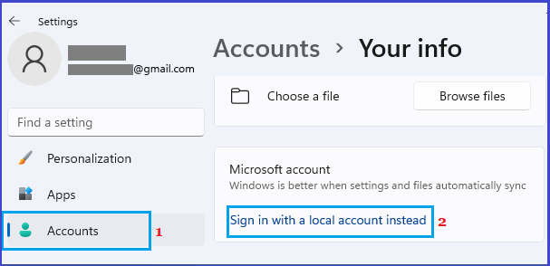 使用 Windows 11 中的本地帐户选项登录