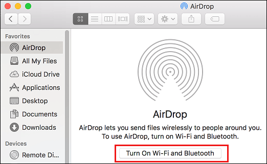 打开 WiFi 和蓝牙以便 AirDrop 在 Mac 上工作