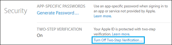 关闭 Apple ID 的两步验证