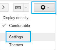 Gmail 中的设置选项