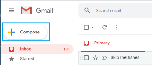 Gmail 中的撰写新电子邮件选项