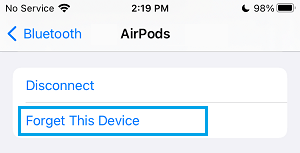 忘记 iPhone 上的 AirPods 选项