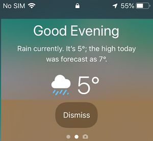 iPhone 锁定屏幕上的天气小部件