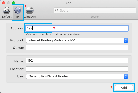使用 IP 地址将无线打印机添加到 Mac