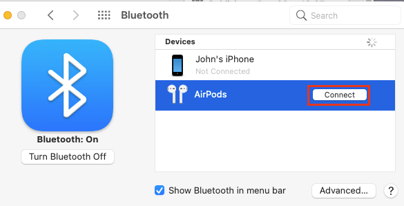 将 AirPods 连接到 Mac