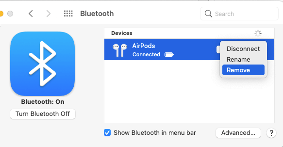 从 Mac 移除 AirPods