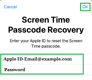 iPhone 上的屏幕时间密码恢复屏幕