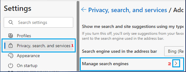Microsoft Edge 中的管理搜索引擎选项