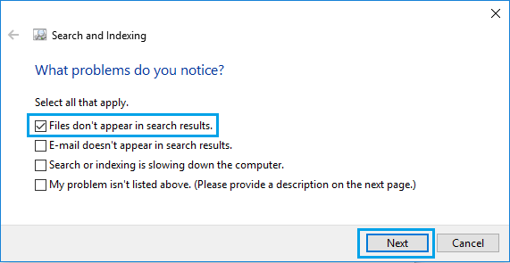 文件未出现在 Windows 10 疑难解答的搜索结果选项中