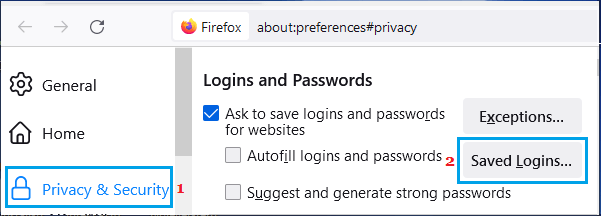 在 Firefox 中检查保存的登录密码